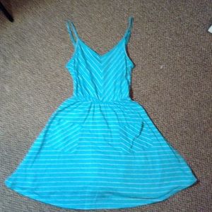 Blue and Gray Strip Tank Dress